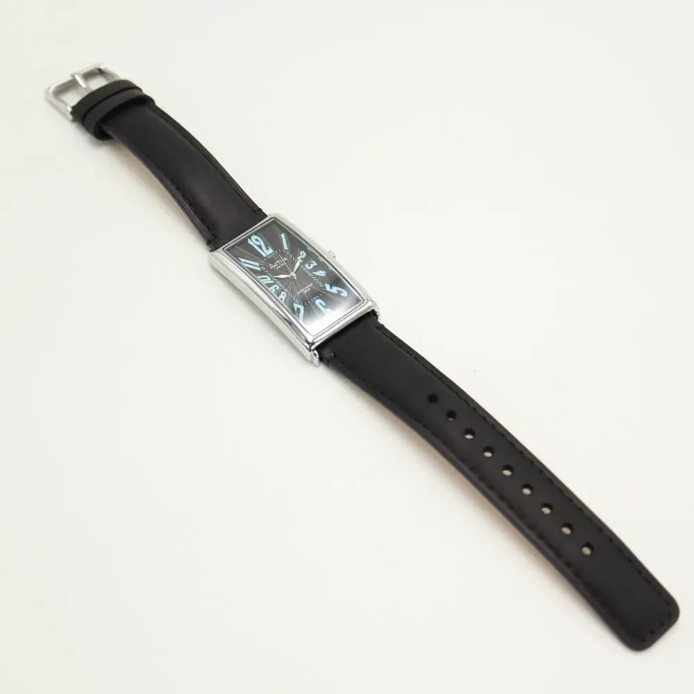 Activa Swiss Black Blue Tall Tank 26mm Unisex Watch Leather Strap w New Battery